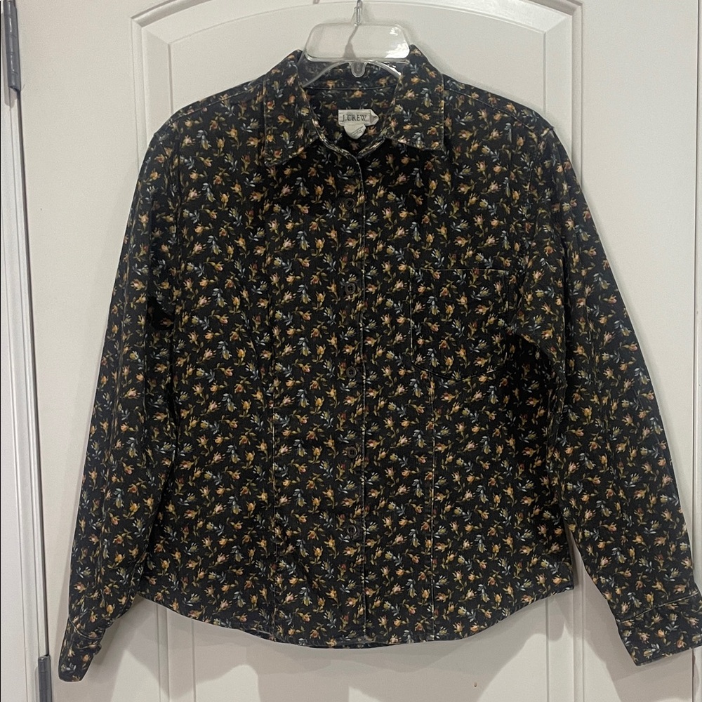 J. Crew Dark Brown Corduroy Floral Shirt